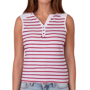 Women's Tank Top Alia Petites Red & White Striped Soft Sleeveless Fishermancore